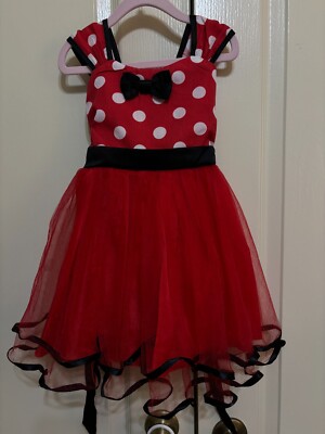 Minnie Mouse Girls Red Tule Lined Dress  Size 3-4 years old