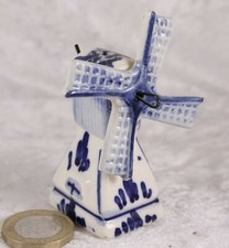 Delft small cruet set blue & white windmill 3 inches tall with stopper