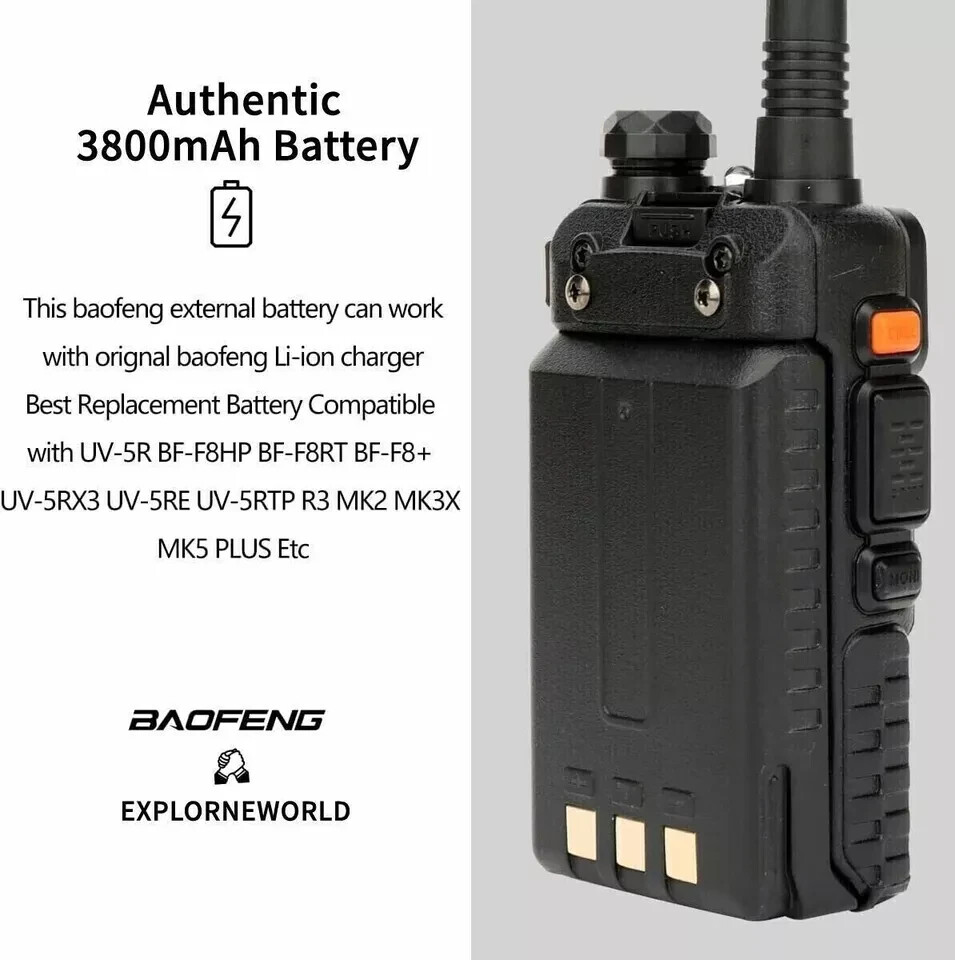 Batterie BAOFENG UV-5R 3800mAh Type-C Rechargeable Pour Walkie Talkie UV-5R BF-F8HP UV-5RE