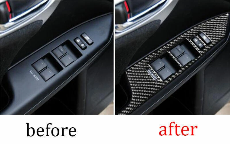 Borde de marco de panel elevador de bloqueo de ventana para Lexus CT200h 2011-2013 fibra de carbono real Foto 2 de 4