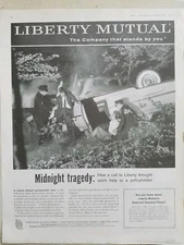 1959 Liberty Mutual Insurance car accident midnight tragedy vintage ad