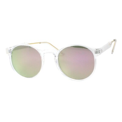 Round Keyhole Clear Frame Sunglasses Unisex Hipster Fashion Mirror
