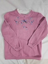 Vintage Blair Sweatshirt Womens Small Pink Embroidered Florals Grandma Cottage