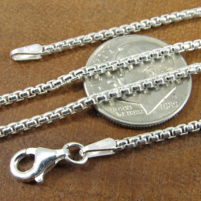 1,8 mm Massiv 925 Sterlingsilber Italienisch Unisex Runde Box Kette Abgerundet Halskette