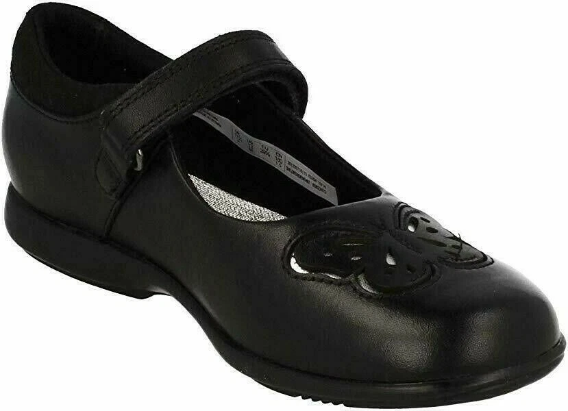 Clarks Trixi Rose Black Leather Girls Inf Formal School Shoes