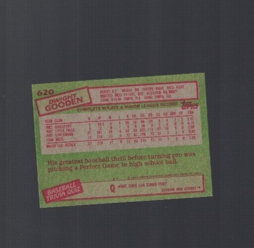 Dwight Gooden New York Mets 1985 Topps Rookie Baseball Card 620 Nrmt RC BX2 C eBay