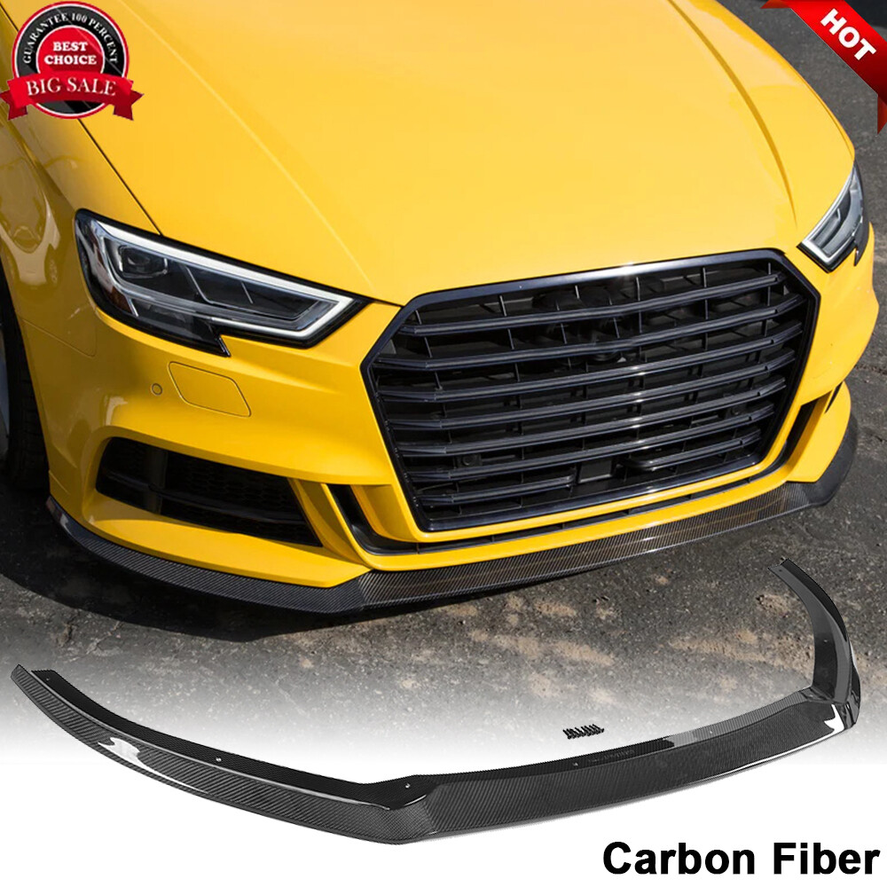 For Audi A3 Sline S3 8V 2017-19 Real Carbon Fiber Front Bumper Lip Chin Spoiler