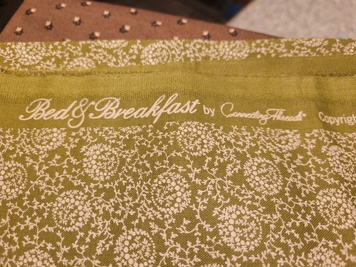 TISSU COTON - "BED & BREAKFAST" 2009 PAR FILS DE CONNEXION VERT BTY - Photo 2/2