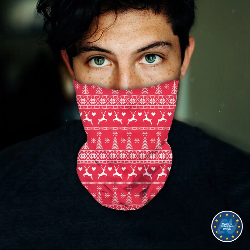 Washable Fabric Face Cover Neck Gaiter Unique Print Knitted Christmas EU Made - Image 3 of 4