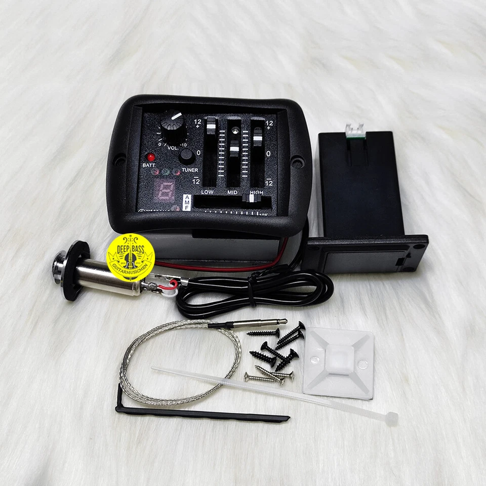 Preamplificador piezoeléctrico afinador ecualizador de 3 bandas para pastillas de guitarra acústica Yamaha con cubierta de pasador final Foto 2 de 4