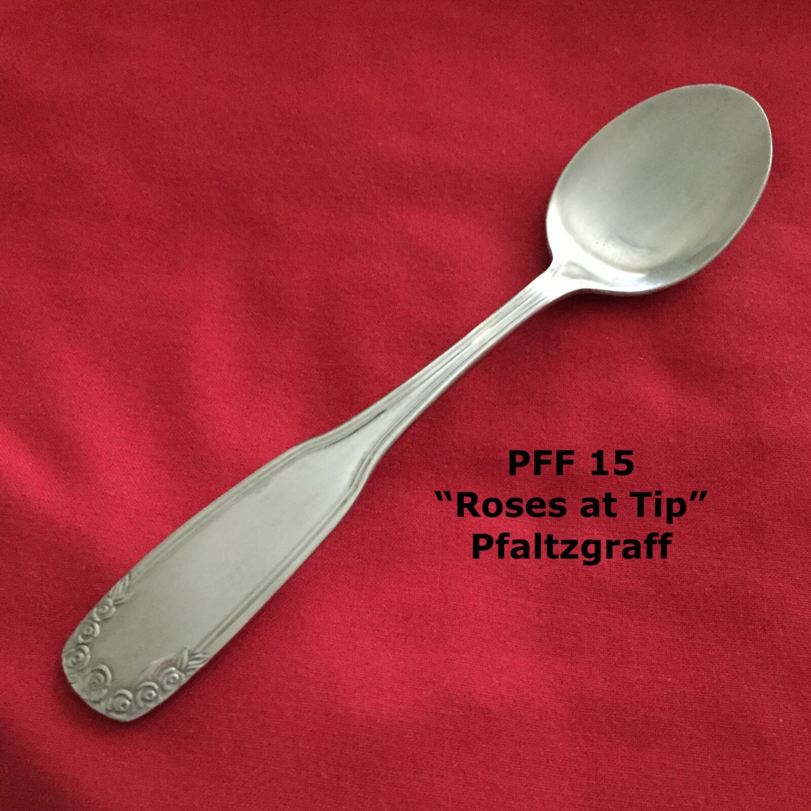 Pfaltzgraff Roses at Tip 6.75 Inch Stainless Steel Teaspoon Flatware