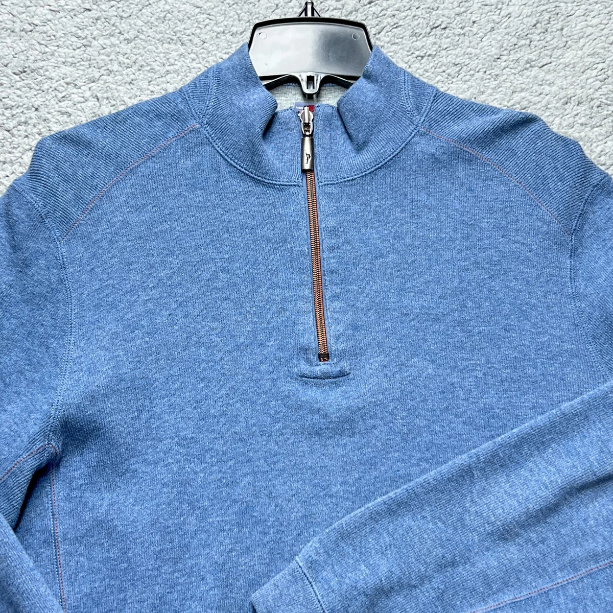 Tommy Bahama 1/4 Zip Sweater Mens Small Blue Gray Reversible Pullover | eBay