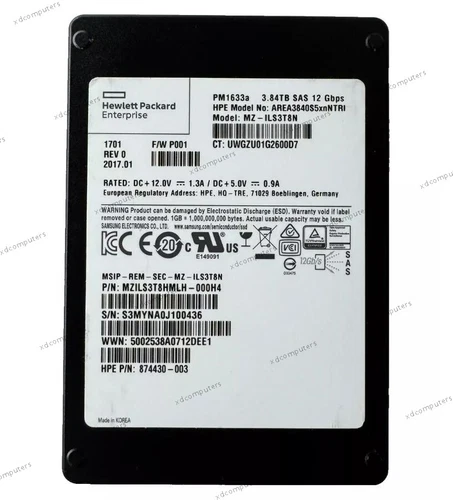 Samsung PM1633a 3.84TB HPE SSD SAS 12Gbps MZ-ILS3T8N MZILS3T8HMLH-000H4