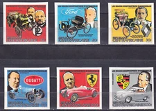 W CENTRAL AFRICA 0588v-593v GREAT AUTOMOBILES BUILDERS IMPERFORATED SET