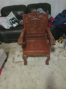 Details About Antique Solid Tahiti Wood Chair Knights At The Round Table Carving