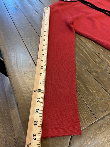 Women's Petite Sophisticate Red Sweater with Black Velvet Trim Size P - Picture 14 of 17