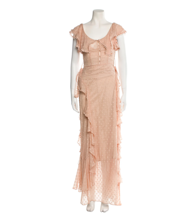 Alice McCall Moon Talking Gown in Nude (Pink) Ruffle Dot Maxi $750