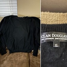 Clan Douglas Black Long Sleeve Sweater XL Mens 100 Cashmere