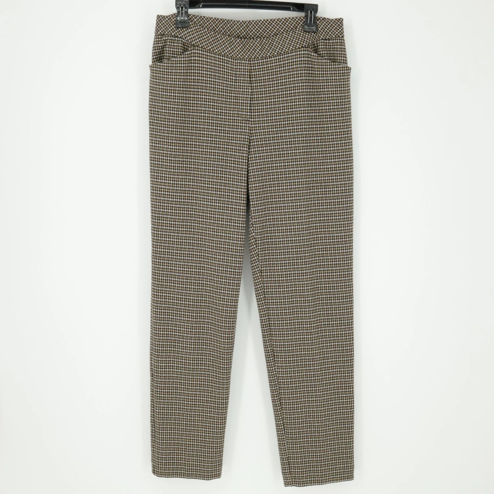 JORDAN Pantalone J Jill donna medio ponte maglia gamba slim beige nero bianco tasche a quadri