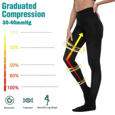 Compression Stockings Pantyhose Support Varicose Veins Men Women Hose 30-40 mmHg