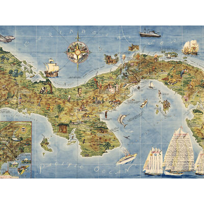 Karte Herman 1941 Panamakanal Bild XL Wandbild Leinwanddruck