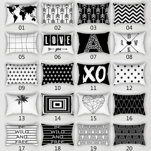 Fashion Geometric Printed Throw Pillowcases Black White Cushion Covers 30×50cm - Picture 9 of 47