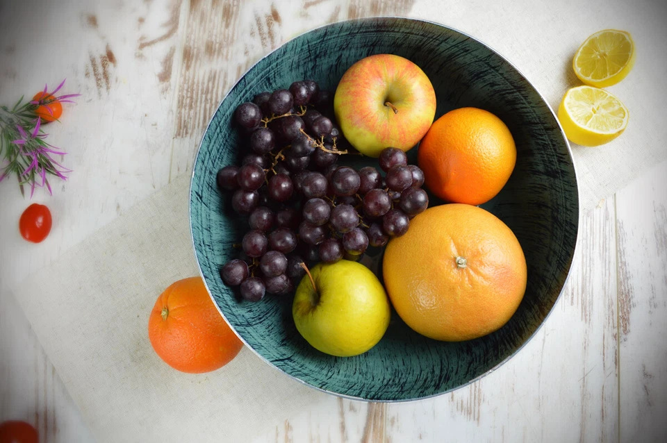 Große Dekoschale Ø26cm Obstschale Silber/Türkis Metallschale Tablett Schüssel - Bild 3 von 4