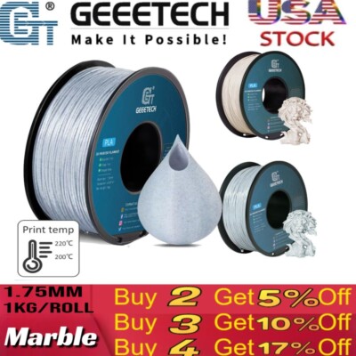 GEEETECH 3D Printer Filament like Marble PLA 1.75mm 1KG Stone Colors Consumables