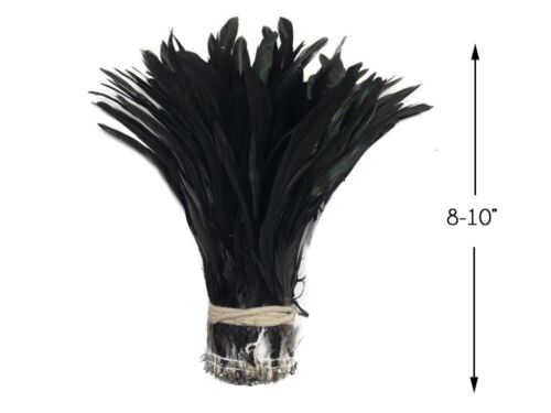 2.5 Inch Strip - Natural Black Half Bronze Coque Tail Strung Rooster Feathers - Picture 6 of 6