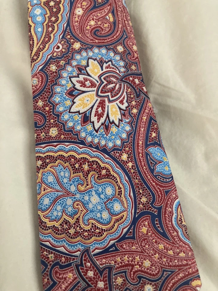 Corbata Croft&Barrow / Cachemira Naranja y Azul / 100% Seda / L-56 pulgadas y W-3 pulgadas 2 corbatas Foto 4 de 4