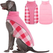 Kuoser Dog Winter Coat, Reversible Waterproof Dog Jacket with Leash Hole, War...