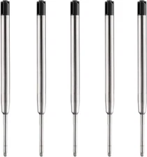 Pen Refills, Black Ink Refill Pack of 5, Replaceable Ballpoint Pen Refills, Medi