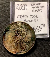 2000 American Silver Eagle! Crazy Cool Color! ENN Coins
