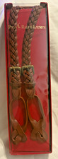 NIB Polo Ralph Lauren Leather Braided Suspenders Braces Made England w/ Buttons