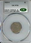 1929-S Buffalo Nickel CAC VF35 Better Date 5C San Francisco