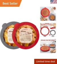 Oven Safe Silicone Pie Crust Protector - Adjustable Fit & Easy Clean, Set of 2