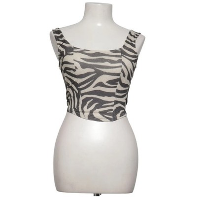Divided by H&M, Crop Top, Größe: XXS, Schwarz/Beige, Polyester/Elasthan #hm6