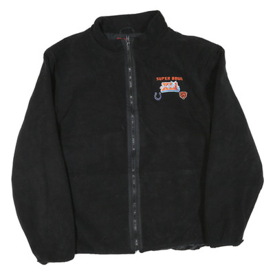 NFL Herren Schwarz Super Bowl XL1 Zip Jacke L Polyestermischung Uni Freizeit Sport