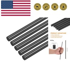 10 Pcs Black Plastic Rods 3 x 250mm ABS Styrene Round Stick Round Solid Bar D...