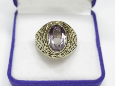 CHIC Vintage Soviet Ring Gilt Silver 875 Alexandrite Change Color Size 8.5 USSR