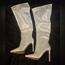 Silver High Heel Boots