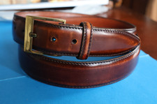 BALLY Cordovan MAROON 1 1/8" abito largo cintura uomo TG 34 segno di perdita di colore EE