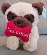 Valentine Pug Plush "Pugs Kisses" NEW adorable Soft Cuddly Stuffed Pug Puppy