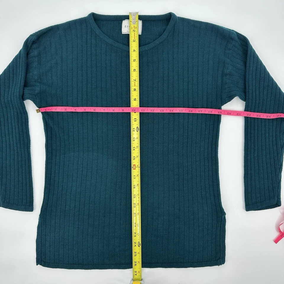 Suéter de punto acanalado para mujer Express Tricot de colección S verde azulado tejido a mano minimalista Foto 4 de 4