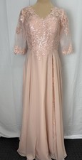 Women's Floral Lace Appliques Half  Sleeve Wedding Guest Evening Dress Sz 10