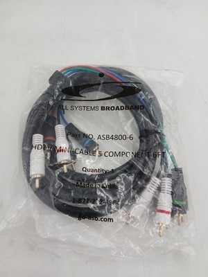 All Systems Broadband HDTV Mini-Cable 5 Component RCA Cable 6FT Black ASB4800-6