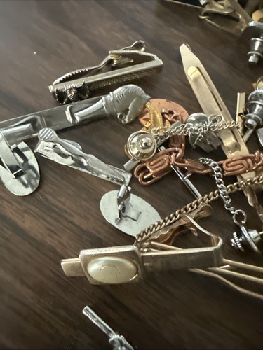 JOB LOT Cufflinks & Tie Clips/Pins Mixed Bundle Vintage Retro Wedding Mens Swank - Picture 4 of 8