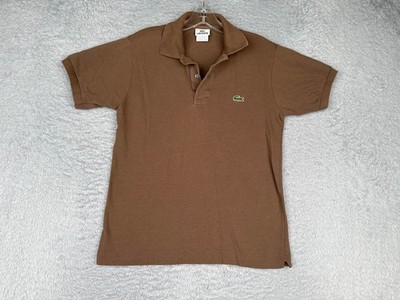 Lacoste Polo Shirt Women 2 Brown Short Sleeve Slim Cotton Blend Jersey READ