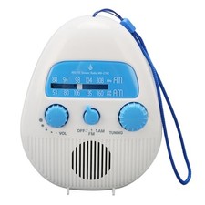 AM FM Shower Radio Built in Speaker, Hanging Bathroom Radio with Rotating Knob