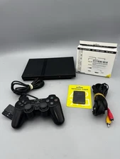 Sony PlayStation 2 Slim Console - Black SCPH- 79001 With Controller And Cables